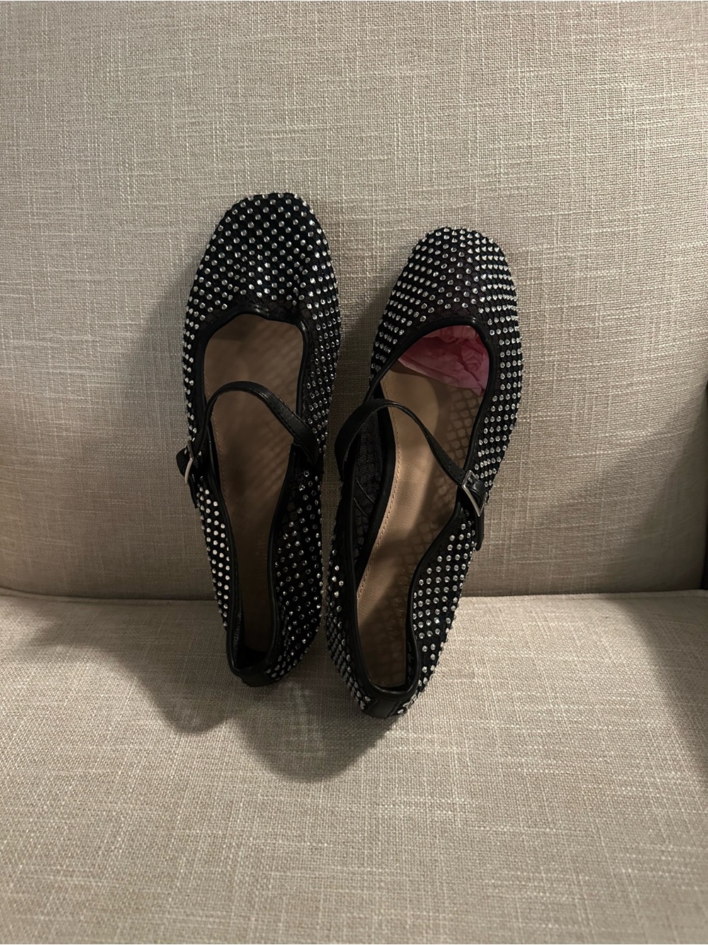 Black Studded Mary Jane Flats - Elegant Women's Shoes Cushionaire brand. New
